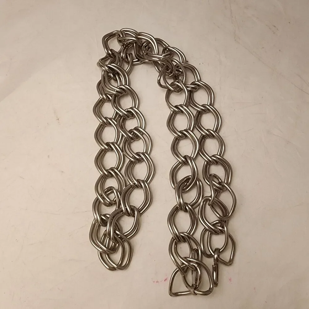 #7634 Silver tone Chain link Belt 35 inch x 7/8 inch  Heavy  Adjustable